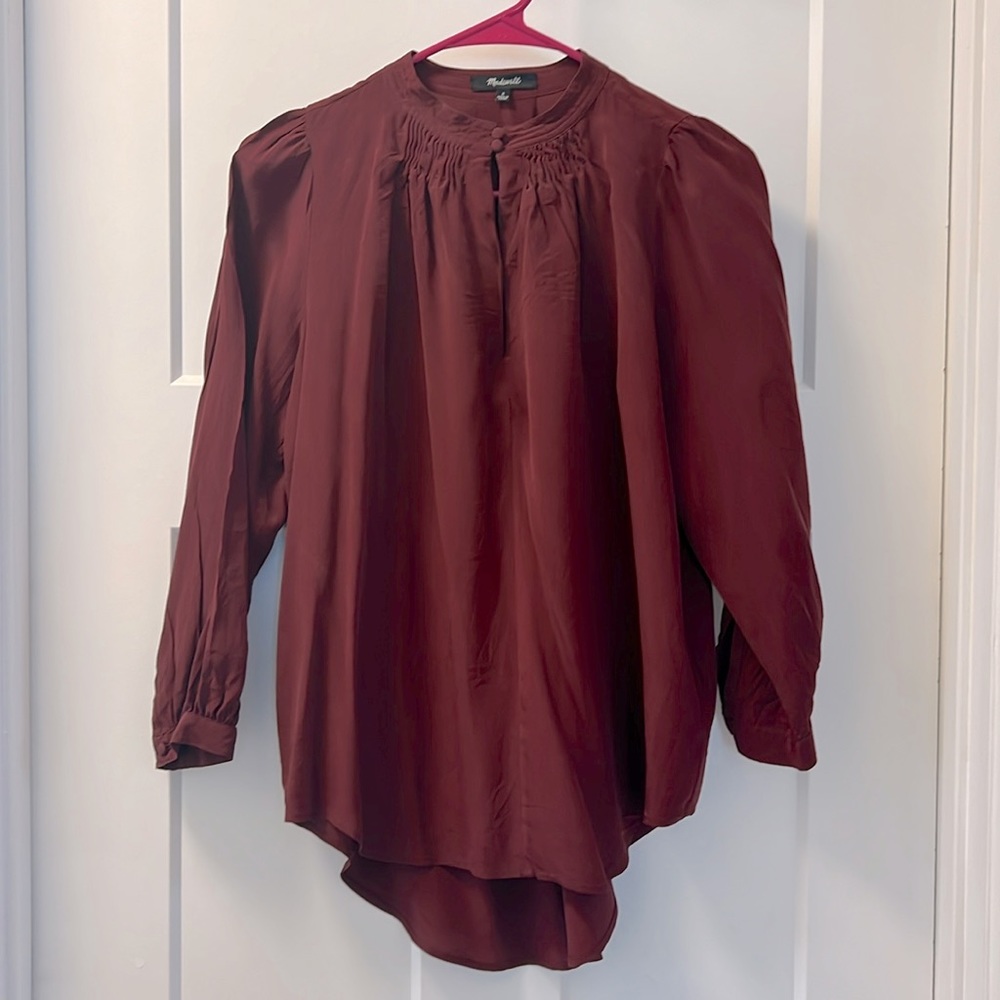 Madewell size small maroon silk blouse
